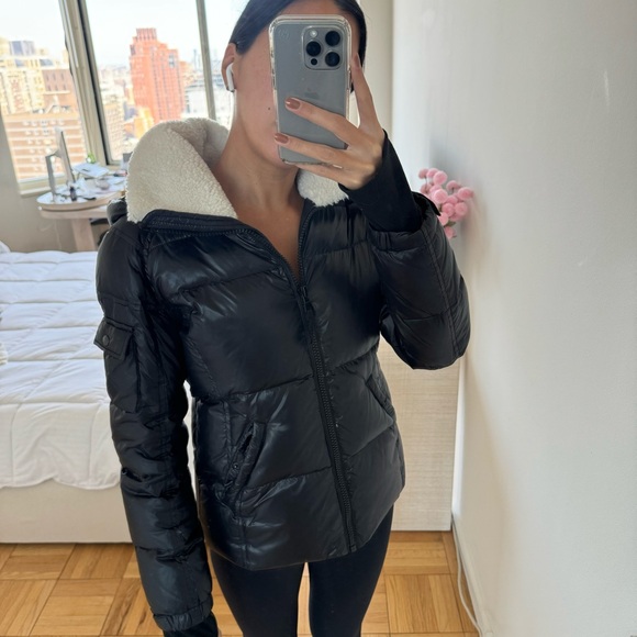 AQUA Chloe Sherpa Trim Puffer Jacket - Picture 6 of 10